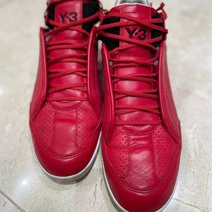 Y-3 Yohji Yamamoto Kazuhiri Men Leather Sneakers, Red